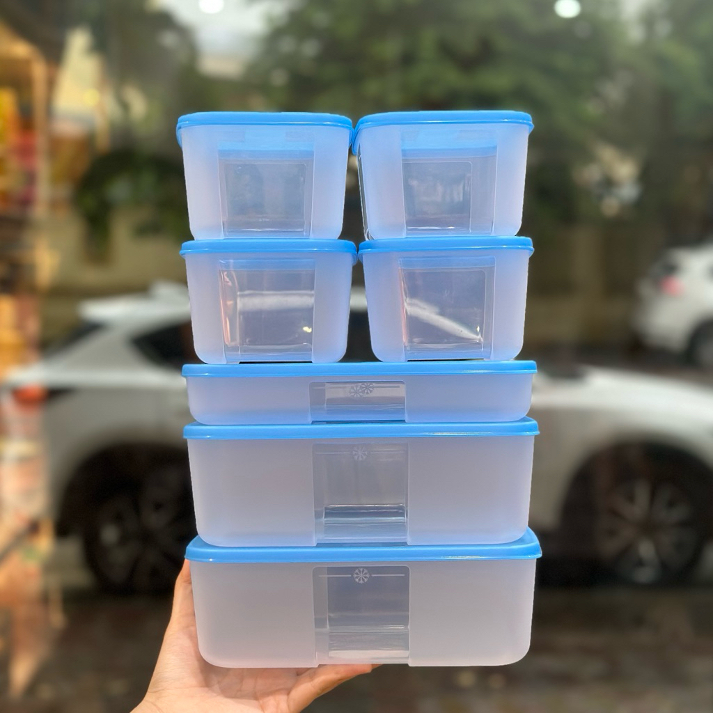 Combo 7 Hộp Trữ Đông Truyền Thống Nắp Xanh Fit 7 Tupperware