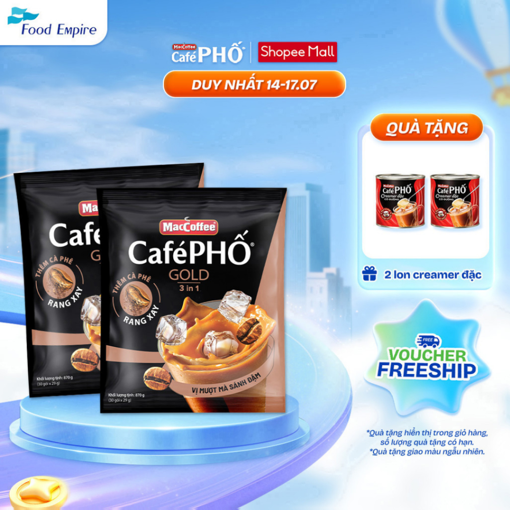 Combo 2 Túi Cà phê Phố GOLD Sữa Đá - MacCoffee (túi 30 gói x 29g)