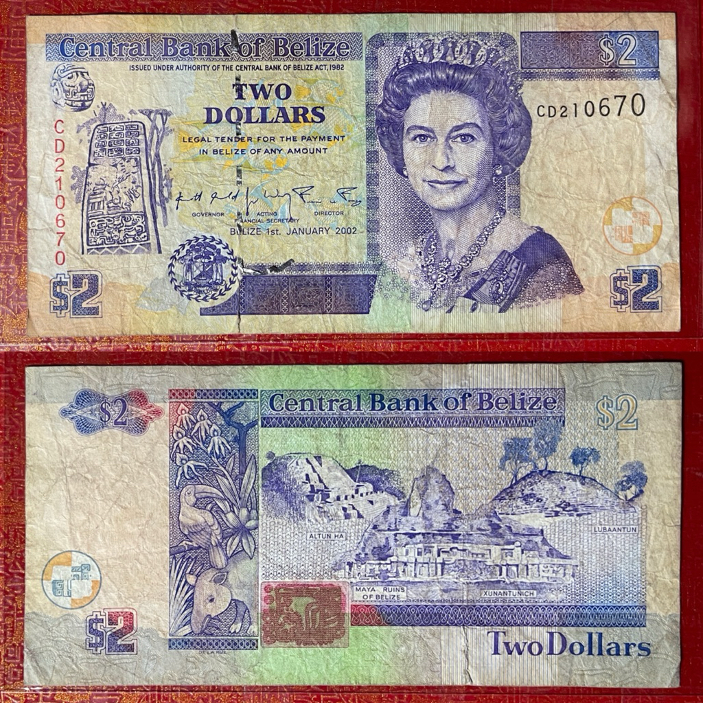 Sưu tầm Châu Mỹ : 2 Belize 2002 chất lượng F, rách mép dưới chỗ dây bảo an