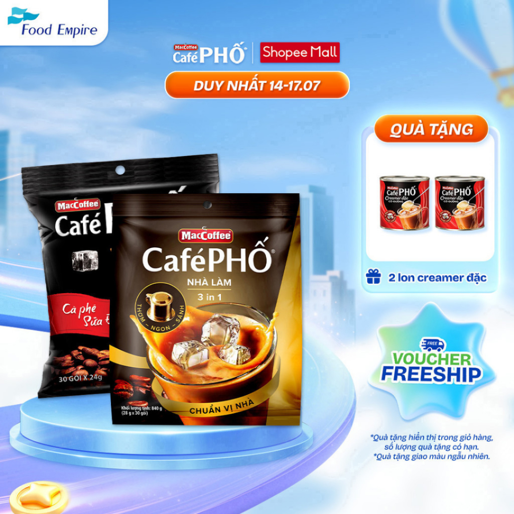 Combo 2 Túi Cà phê MacCoffee Phố Sữa Đá & Phố Nhà Làm (2 bịch x 30 gói - 2027)