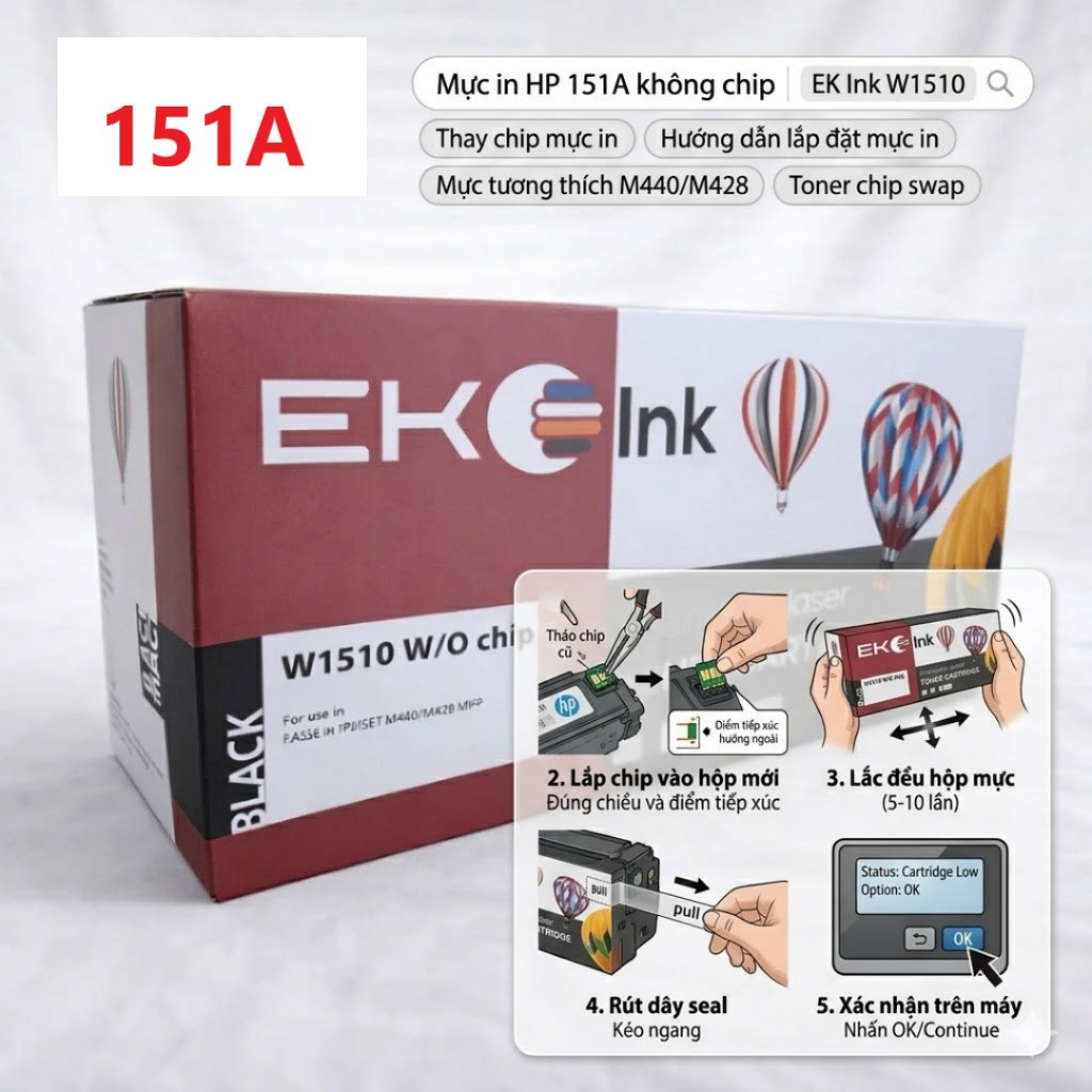 Hộp Mực Ekoink HP 151A W1510A Cho M4003DN M4003DW M4103FDN M4103FDW Đậm Nét Hộp mực 151A (W1510A)