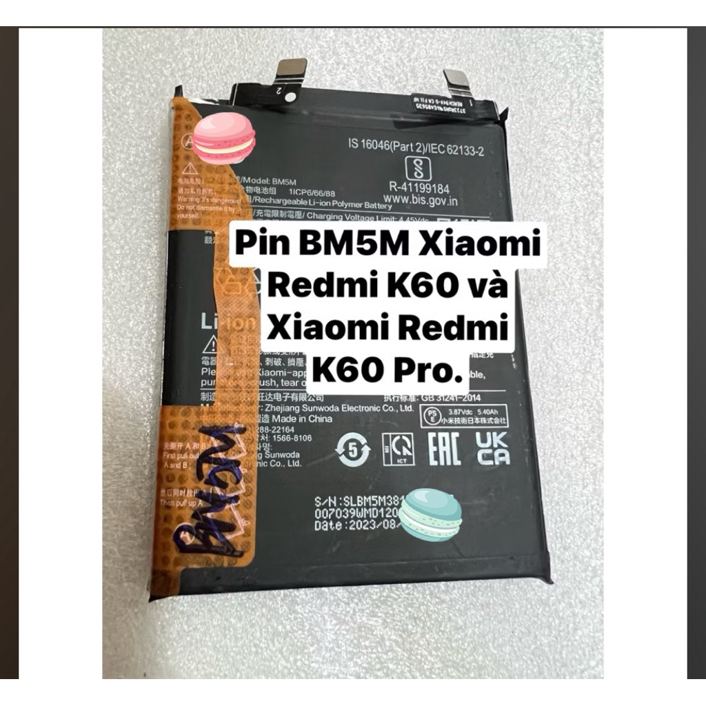 PIN BM5M là dòng pin Xiaomi Redmi K60 và Xiaomi Redmi K60 Pro.