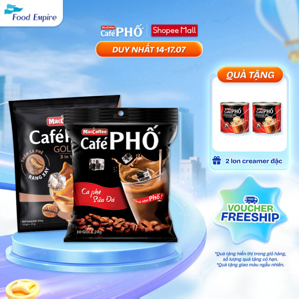 Combo 1 Túi cà phê MacCoffee Phố Sữa Đá & 1 Phố Sữa Đá Gold
