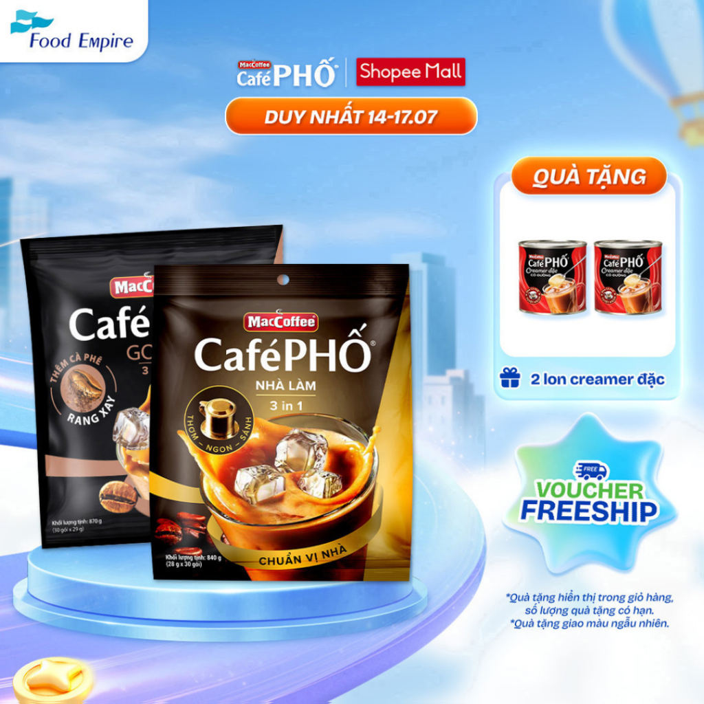Combo 1 Túi cà phê MacCoffee Phố Nhà làm & 1 Phố Sữa Đá Gold