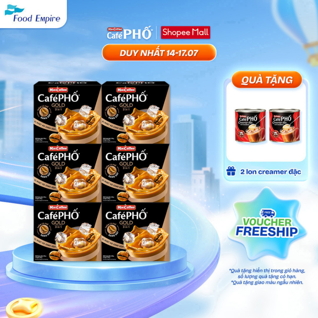 Combo 6 Hộp cà phê Phố sữa đá GOLD - MacCoffee (hộp 10 gói x 29g)