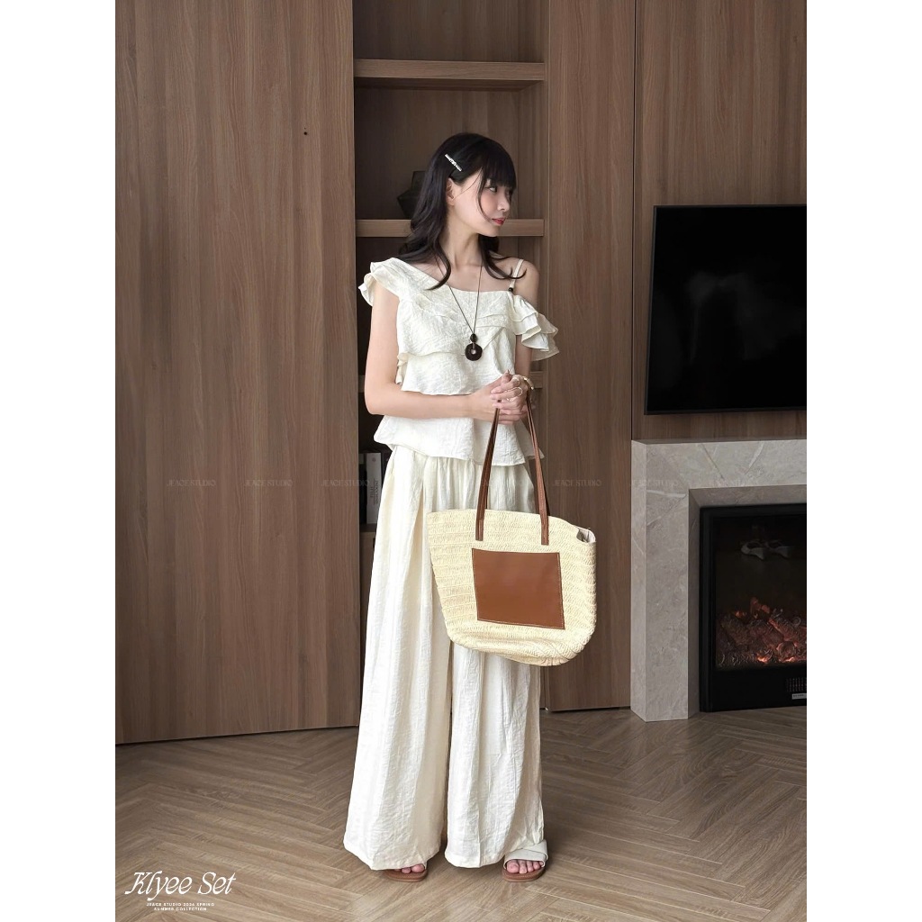 Set linen hè cao cấp mát kèm vòng cổ Jeace Studio SET64