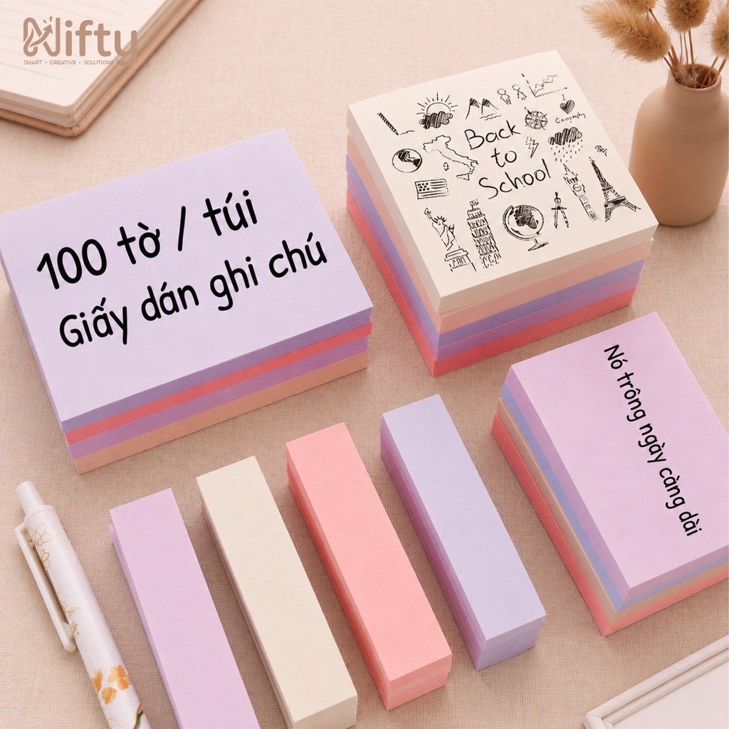 Giấy note ghi chú văn phòng Nifty/ Giấy ghi chú nhiều màu