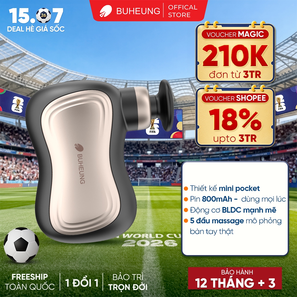 MASSAGE CẦM TAY MINI BUHEUNG MK-335 CHÍNH HÃNG - THIẾT KẾ MINI POCKET SIÊU NHỎ GỌN, ĐỘNG CƠ BLDC MẠN