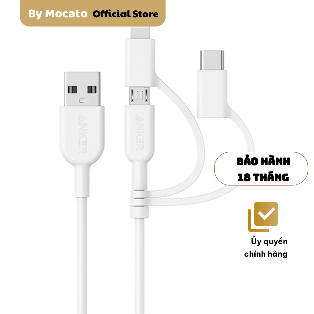 Cáp 3 trong 1 Anker Powerline II 0.9m A8436, Lightning/USB-C/Micro USB