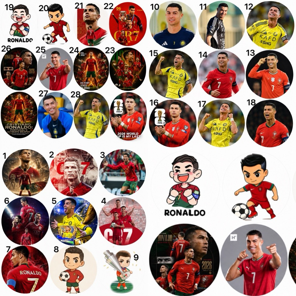 Huy hiệu cầu thủ bóng đá CR7 3 cái khác nhau / huy hiệu Cr7 / pin cài Cr7