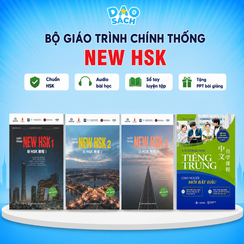 Combo Sách Học Tiếng Trung New HSK 1+2+3 Giáo Trình HSK 3.0 + Lộ Trình Học Tiếng Trung Cho Người Mới