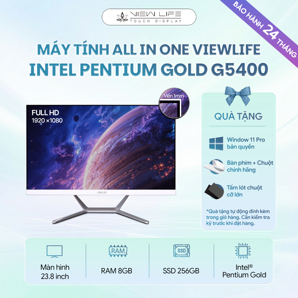 Máy tính All In One PC ViewLife Intel Pentium Gold G5400. 8GB 256GB 23.8inch Windows 11 Pro Giá rẻ