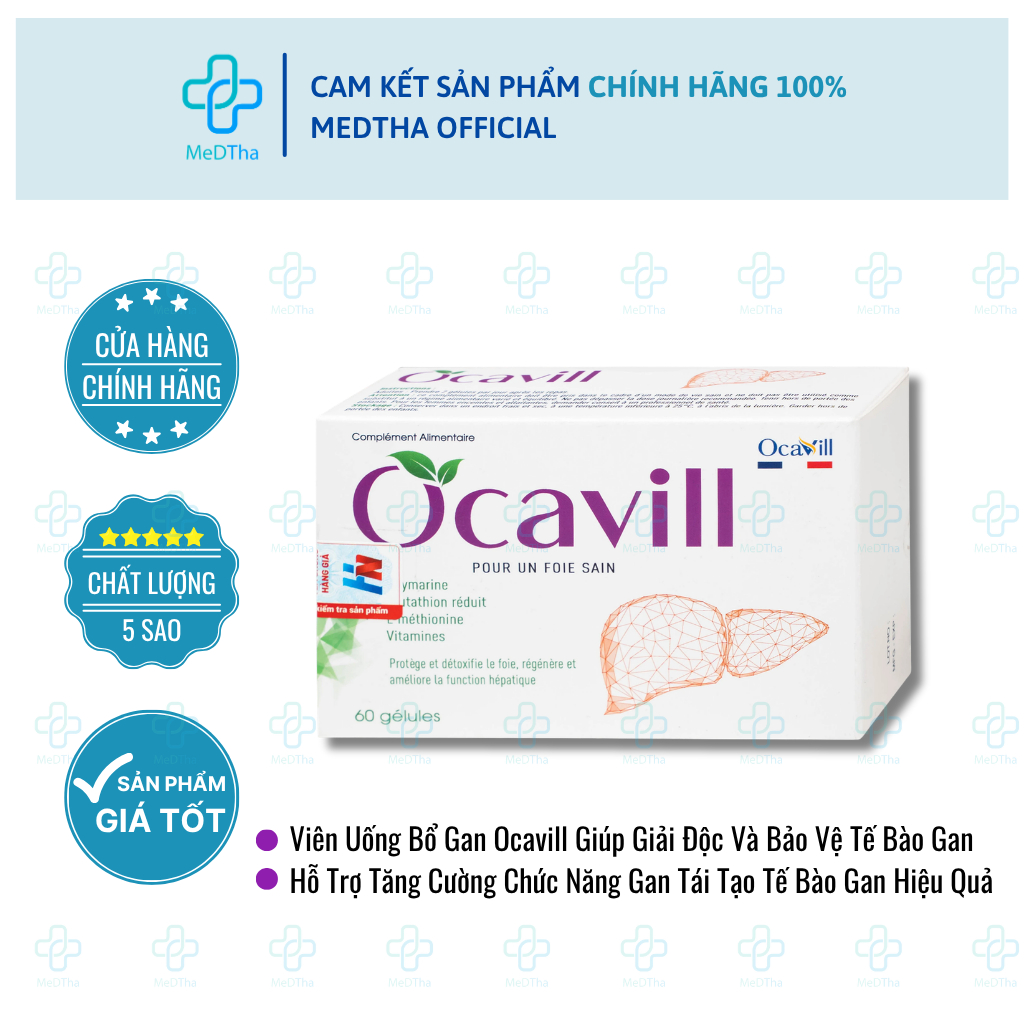 Viên Uống Bổ Gan Giải Độc Gan Ocavill Chính Hãng - Hỗ Trợ Tăng Cường Chức Năng Gan (Hộp 60 Viên)