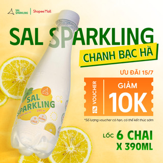 Lốc 6 chai nước Chanh Bạc Hà Sal SPARKLING (390ml/chai)