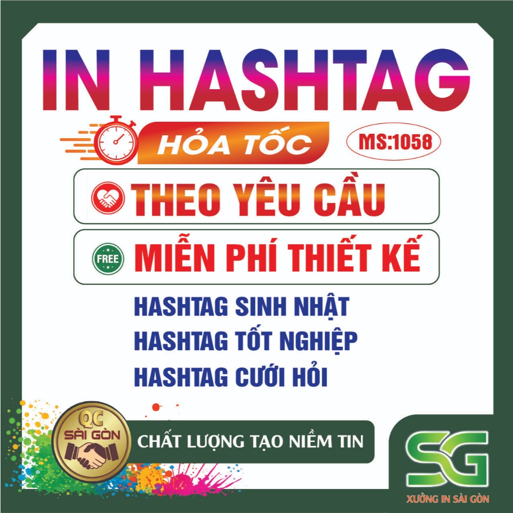 Hashtag Cầm Tay Thiết Kế & In Theo Yêu Cầu, Hashtag Sinh Nhật, Hashtag Cưới, Hashtag Tốt Nghiệp