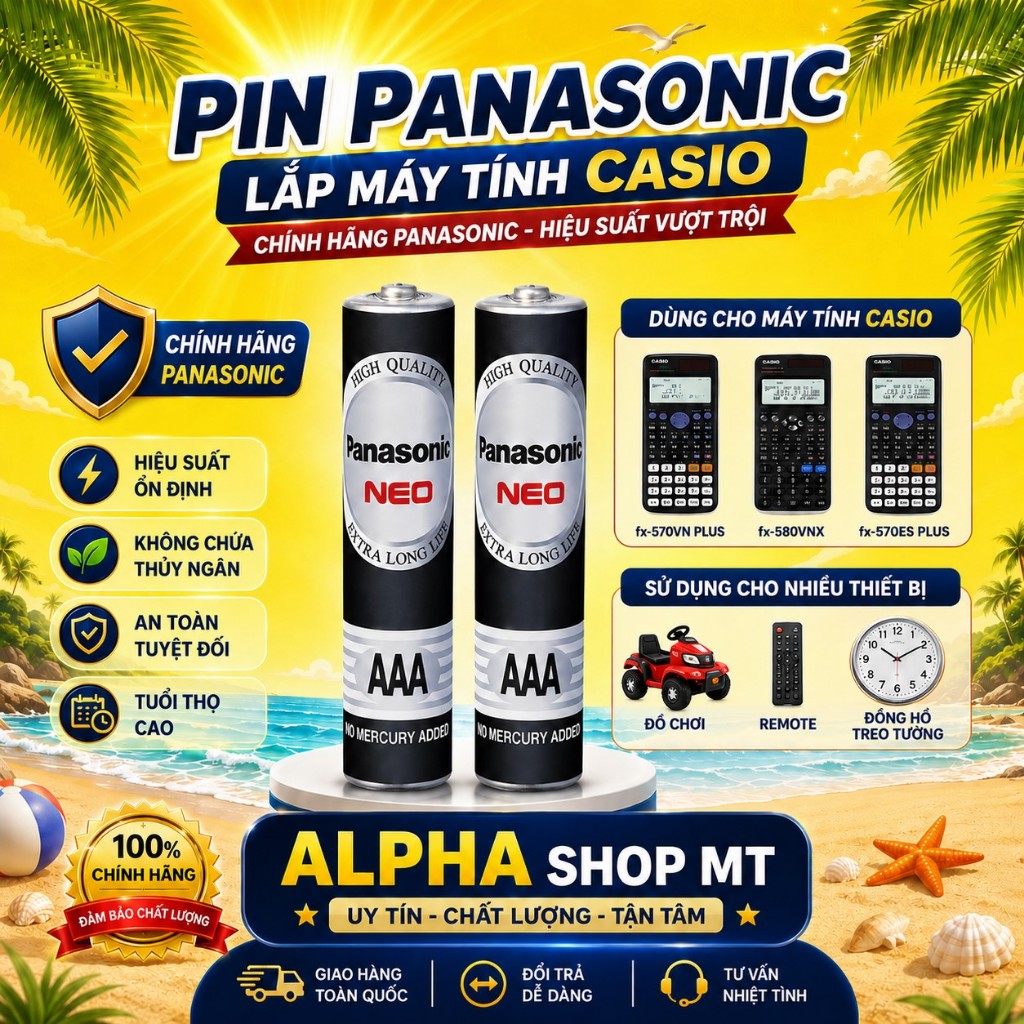 Pin Panasonic AAA Cho Máy Tính Casio fx-580VN X, fx-570VN Plus, 570ES Plus | Có Tua Vít Thay Pin