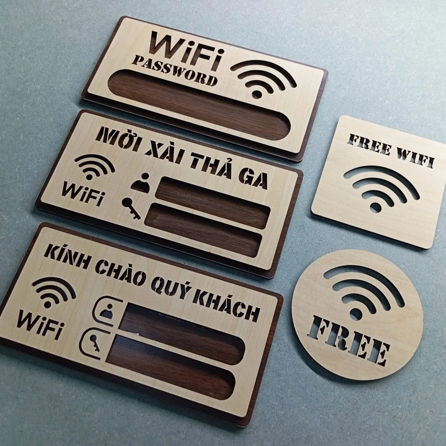 Bảng Gỗ Decor WiFi , Mật Khẩu Theo Yêu Cầu - Bảng Gỗ Password Wifi