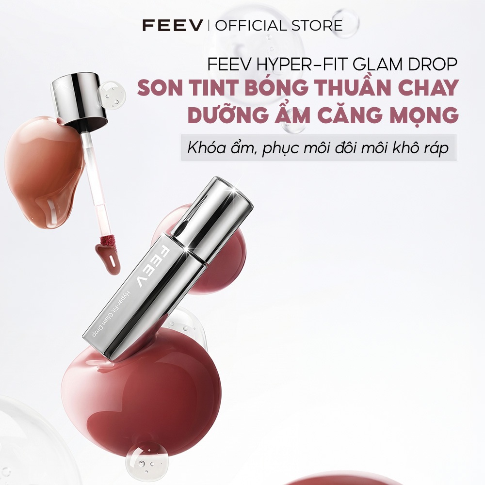 Son TINT bóng thuần chay dưỡng ẩm căng mọng FEEV Hyper-Fit Glam Drop 3.3g