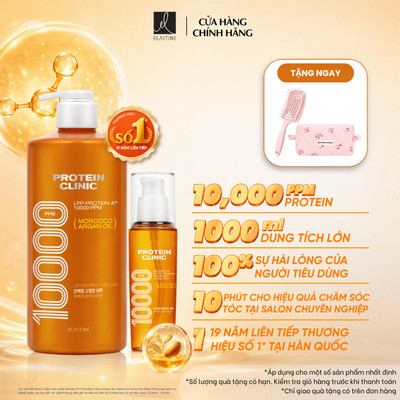 [MỚI] [CHÍNH HÃNG ĐỘC QUYỀN] Combo Dầu gội & Serum phục hồi giảm xơ rối bóng khỏe ELASTINE PROTEIN CLINIC 10000 1000ml