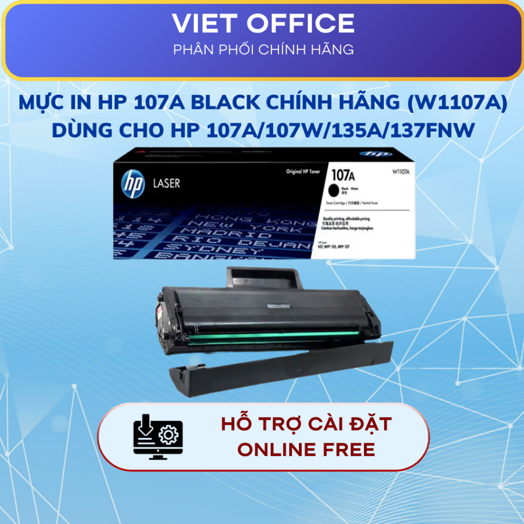 Mực In HP 107A Black Chính Hãng (W1107A) – In Đậm Nét, Dùng Cho HP 107A/107W/135A/137FNW