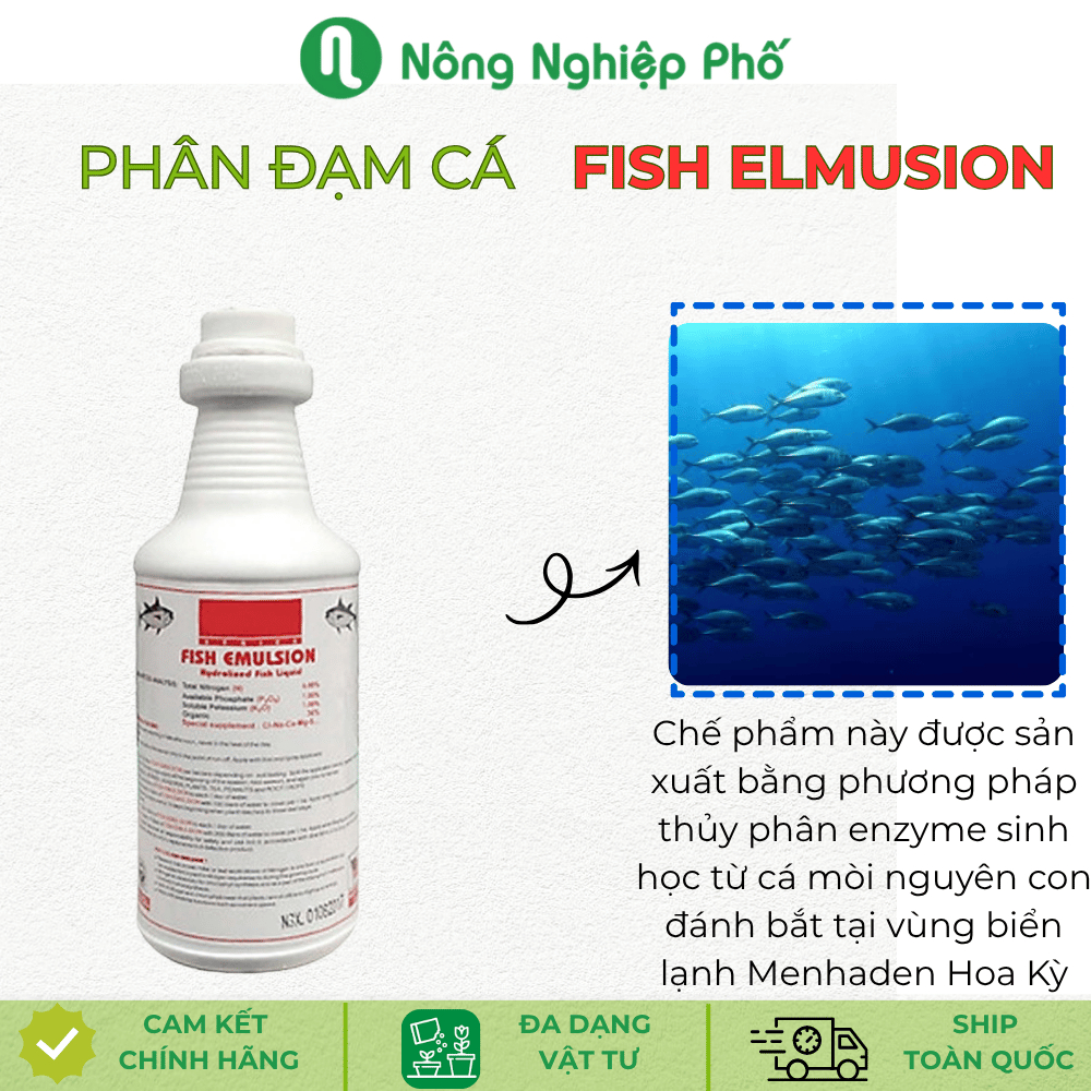 Phân đạm cá thủy phân đậm đặc FISH ELMUSION - Chai 1 lít - Nông Nghiệp Phố