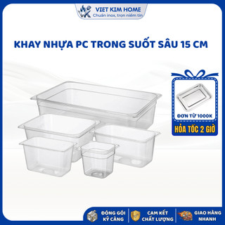 Khay Nhựa PC Việt Kim Trong Suốt Sâu 15 cm – Đựng Thạch, Topping, Tiện Lợi, Bền Bỉ, Dễ Vệ Sinh