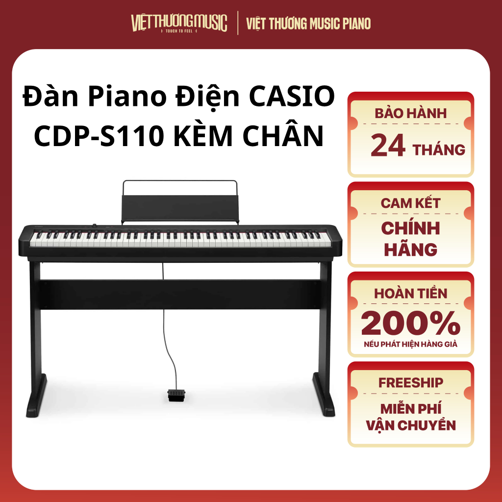 Đàn Piano điện Casio CDP-S110 kèm chân, ghế, chính hãng, gọn nhẹ, phù hợp mọi lứa tuổi - Việt Thương