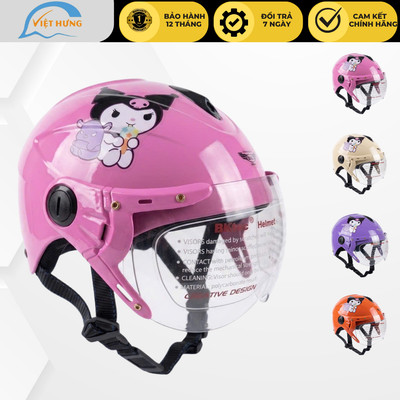 Mũ bảo hiểm trẻ em có kính BKtec - BK14 - Dành cho bé từ 5 đến 10 tuổi, bé nặng dưới 30kg - Vòng đầu từ 52-54cm - Kolomi