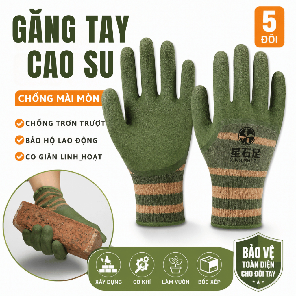Găng Tay Bảo Hộ Làm Vườn GEARSHOP Cao Cấp Chống Trượt, Co Giãn, Thoải Mái Khi Đeo