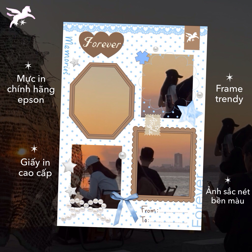 in ảnh scrapbook photobooth photostrip theo yêu cầu frame cá tính trend Y2K nguangua
