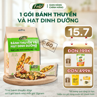 Bánh thuyền hạt dinh dưỡng mix gạo lứt ăn vặt không đường FNV 1 gói 60g, bánh hạt cho người ăn kiêng, tập gym