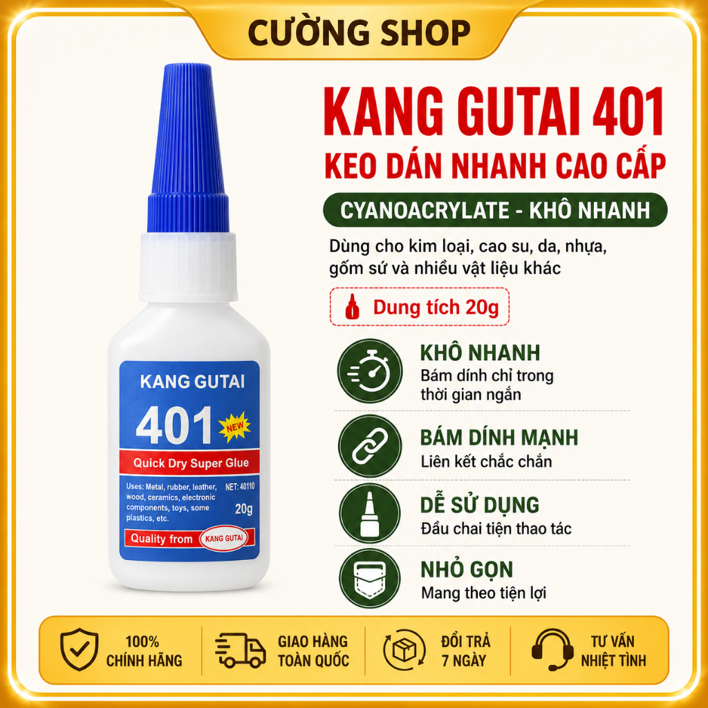 KANG GUTAI 401 – KEO DÁN NHANH CAO CẤP (CYANOACRYLATE) / KEO DÁN SẮT/ Keo 401 dán móng - đính đá