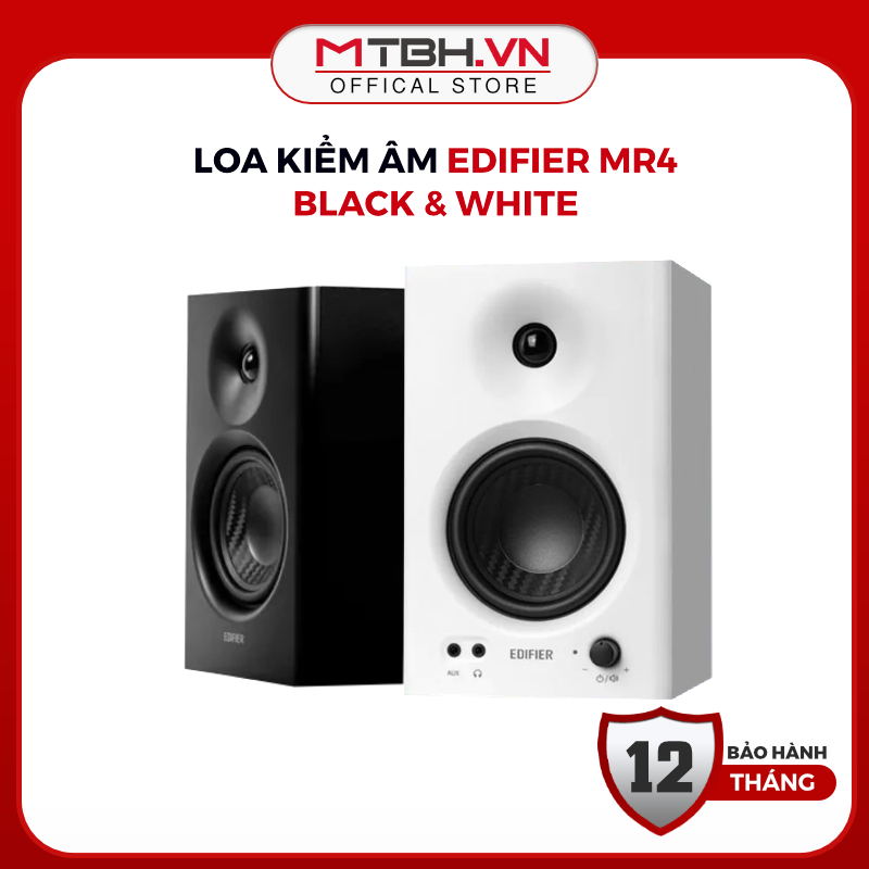 Loa Kiểm Âm Studio Edifier MR4 - Hệ Thống Tinh Chỉnh Đạt Chuẩn Klippel Đức, Cổng TRS/RCA, Công Suất 