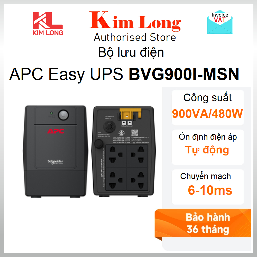 Bộ lưu điện UPS APC BVG900I-MSN I BVX900LI-MS 480W-900VA - Hàng chính hãng