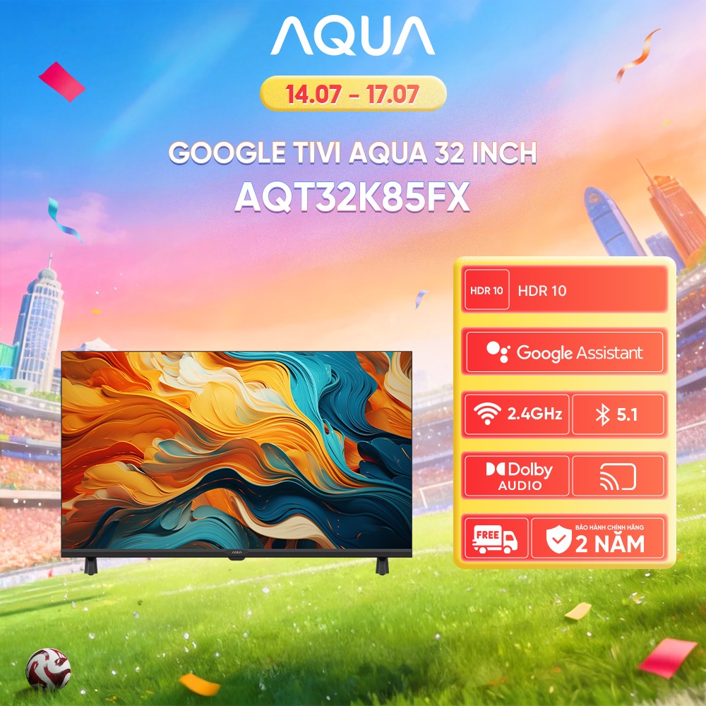 Tivi AQUA HDR AQT32K85FX - viền mỏng 0.3cm - Bảo hành 1 đổi 1 với lỗi màn NSX trong 730 ngáy - Frees