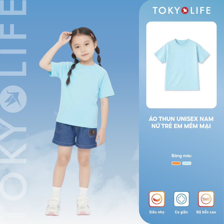 Áo thun  unisex nam nữ trẻ em  TOKYOLIFE  mềm mại co giãn thấm hút tốt 40004314
