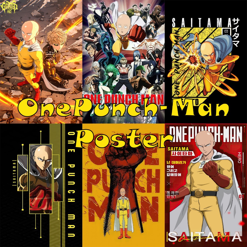 (POSTER Khổ Lớn) Anime One punch man bộ sưu tập 1-Áp Phích dán tường One punch man có keo sẵn
