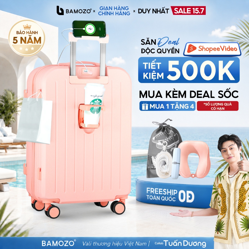Vali Kéo Du Lịch 8812 Bamozo Size 20/24 Cao Cấp Chống Xước Bo Góc Tròn Chống Va Đập Bảo Hành 5 Năm_8