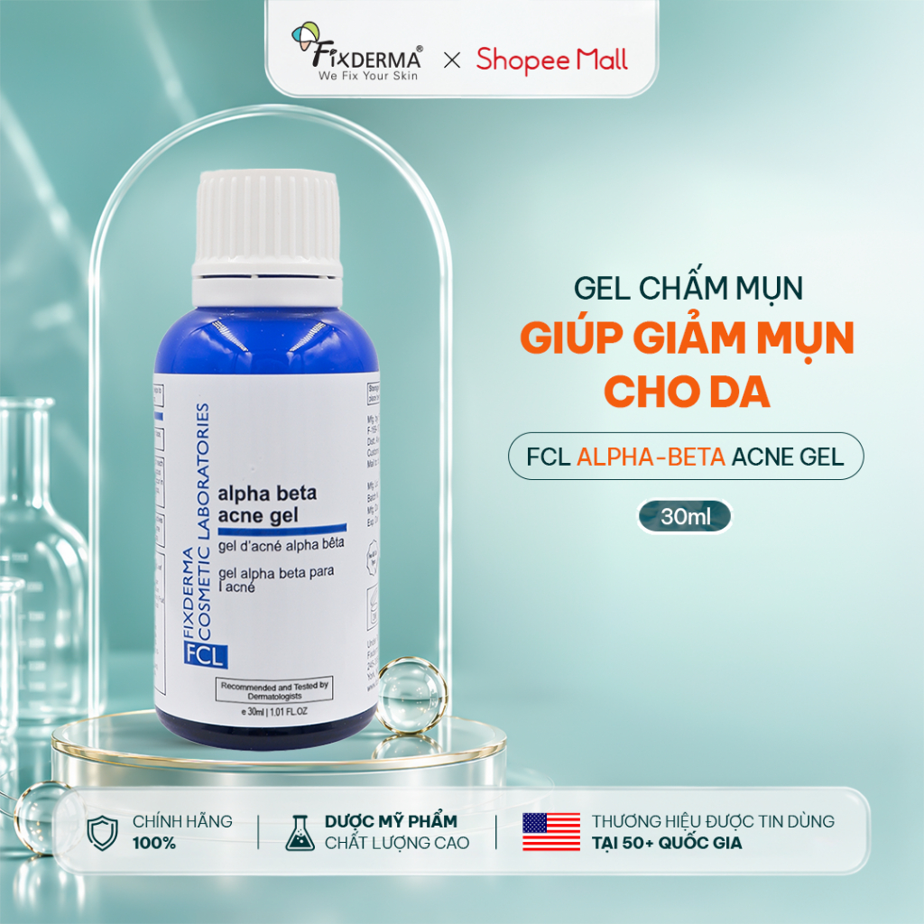 Gel Chấm Mụn FIXDERMA FCL Alpha Beta Acne Gel 30ml Hỗ Trợ Giảm Mụn