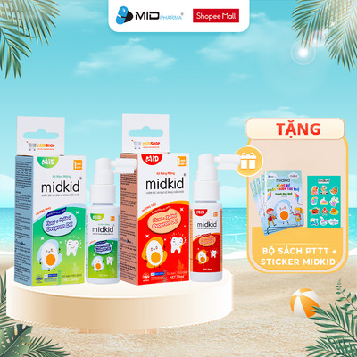 2 hộp Xịt chống sâu răng Midkid vị NHO và TÁO chính hãng cho bé từ 1 tuổi giúp làm sạch và bảo vệ men răng vị ngọt thơm