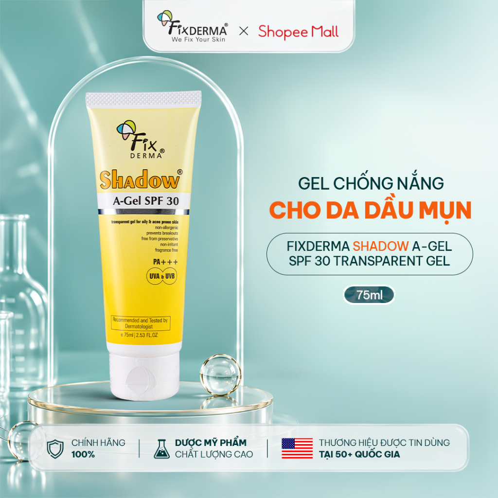[FIXDERMA] Gel Chống Nắng Cho Da Mụn Fixderma Shadow A-Gel SPF 30+ Transparent Gel 75ml - Hùng Lợi | BigBuy360 - bigbuy360.vn