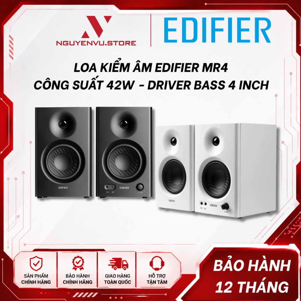 Loa kiểm âm Edifier MR4 - Công suất 42W - Driver Bass 4 Inch - Hàng chính hãng