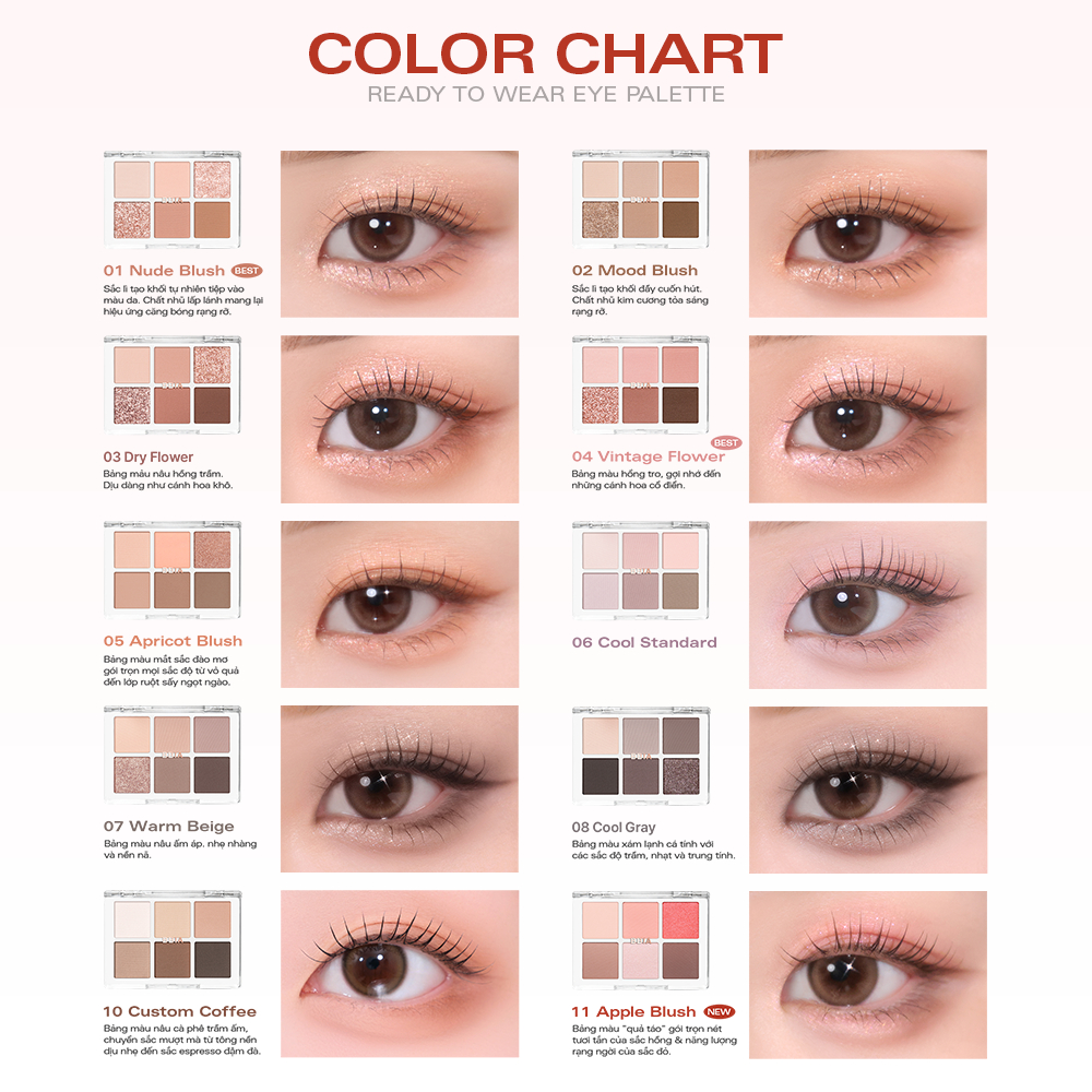 [BÁN CHẠY] Bảng Phấn Mắt 6 ô dễ tán và bám màu tốt BBIA Ready To Wear Eye Palette 5g | BigBuy360 - bigbuy360.vn