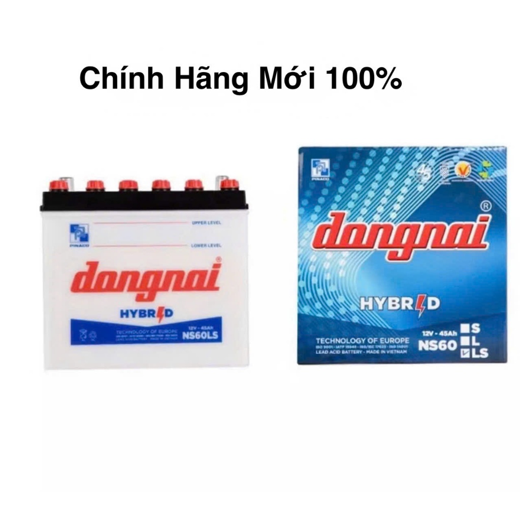 Bình ắc quy 12v Hybrid Đồng Nai NS60LS | 12V - 45Ah ( tặng acid châm bình ), sài đèn, quạt, oxy cá