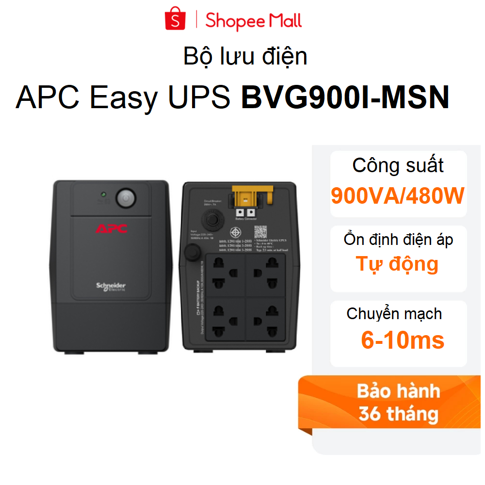 Bộ lưu điện UPS APC BVG900I-MSN I BVX900LI-MS Công suất 480W - 900VA và ổn áp