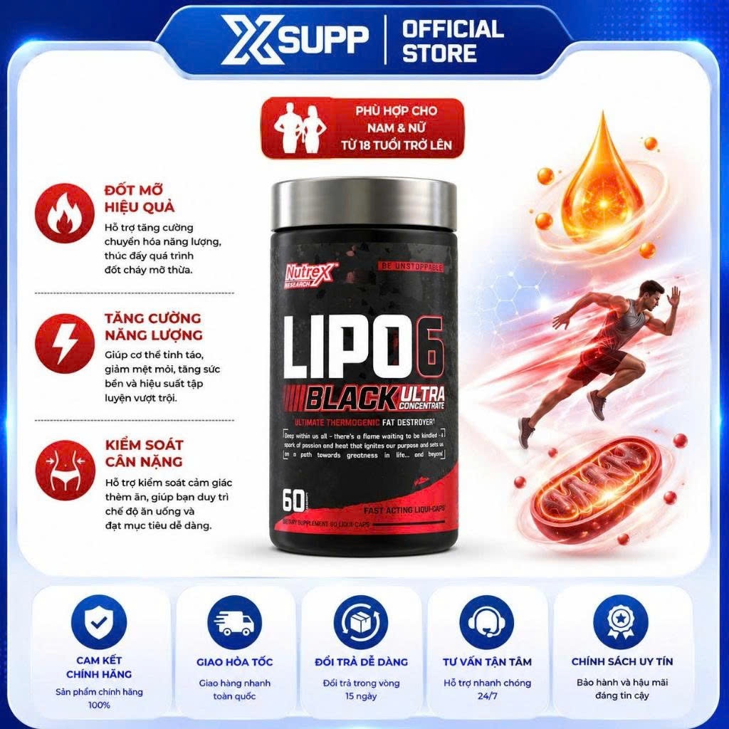 Nutrex LIPO6 Black Ultra 60 Capsules Dạng Viên