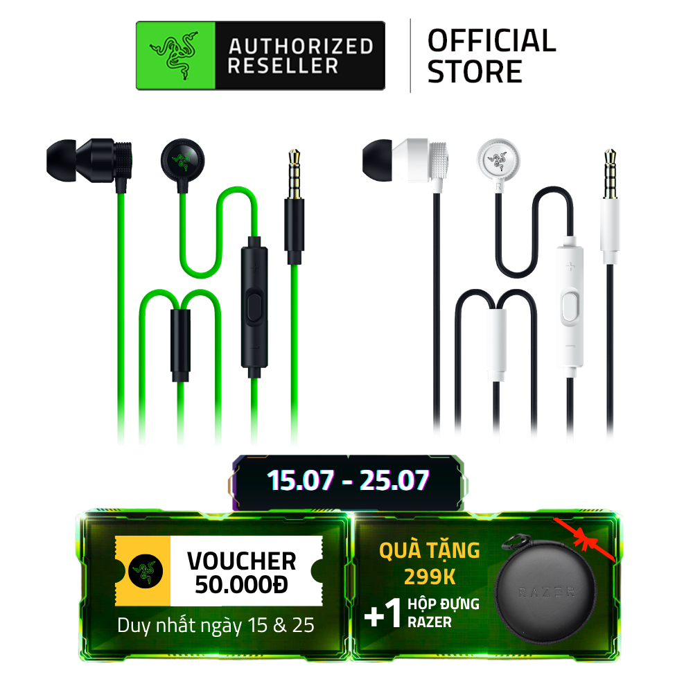Tai Nghe Nhét Tai Razer Hammerhead V3 | Có Dây | Chống Rối | Driver 11mm | 7.1 THX | 3x Eartip Silicon