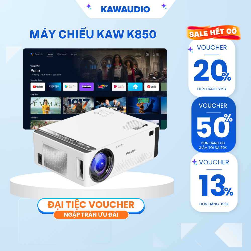 Máy Chiếu cao cấp KAW K860 Tự Động Lấy Nét, Tự Động Căn Chỉnh, Hỗ Trợ 4K, Độ Phân Giải Full HD Bảo h
