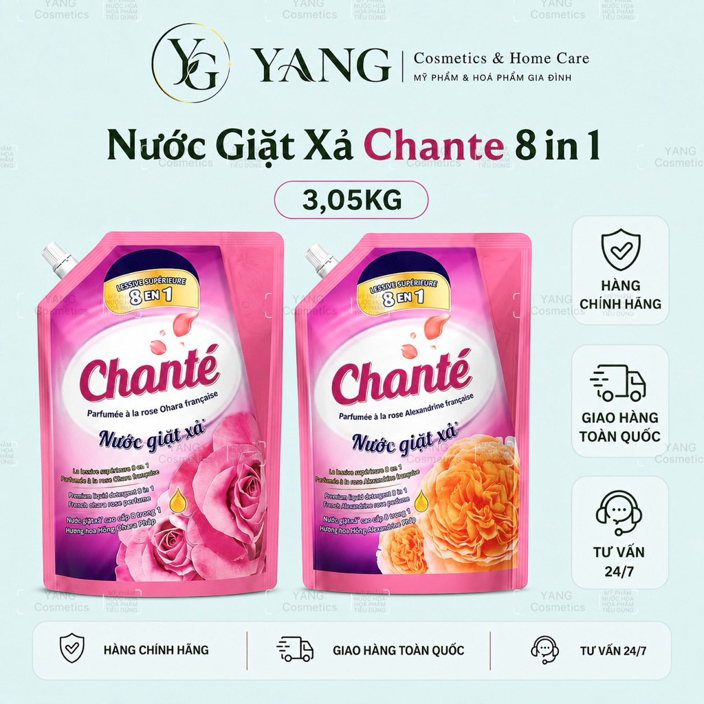 Nước Giặt Xả Chante túi 3,05kg giặt sạch lưu hương - Chante 8in1