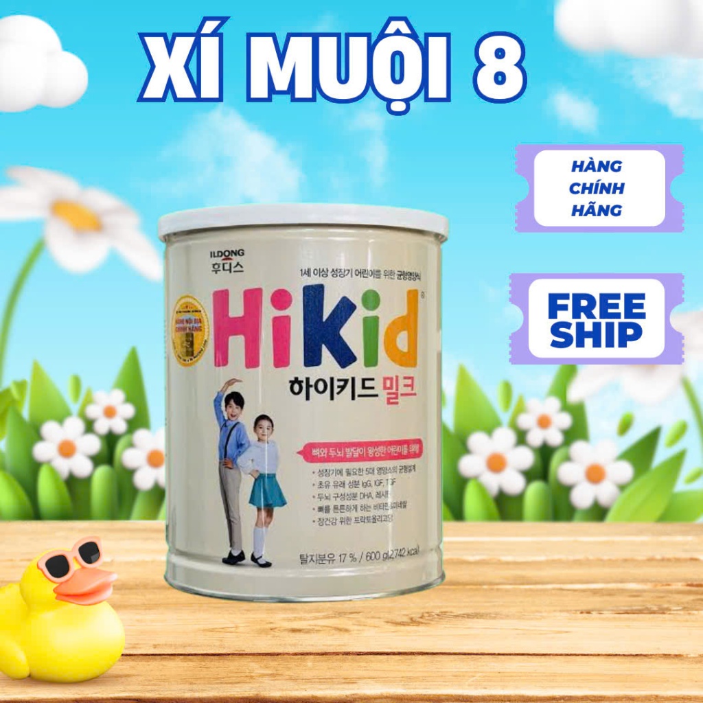 Sữa Hikid Hikid Bò chính hãng Hàn Quốc, Sữa Hikid Dê, vị Vani, giúp bé tăng chiều cao